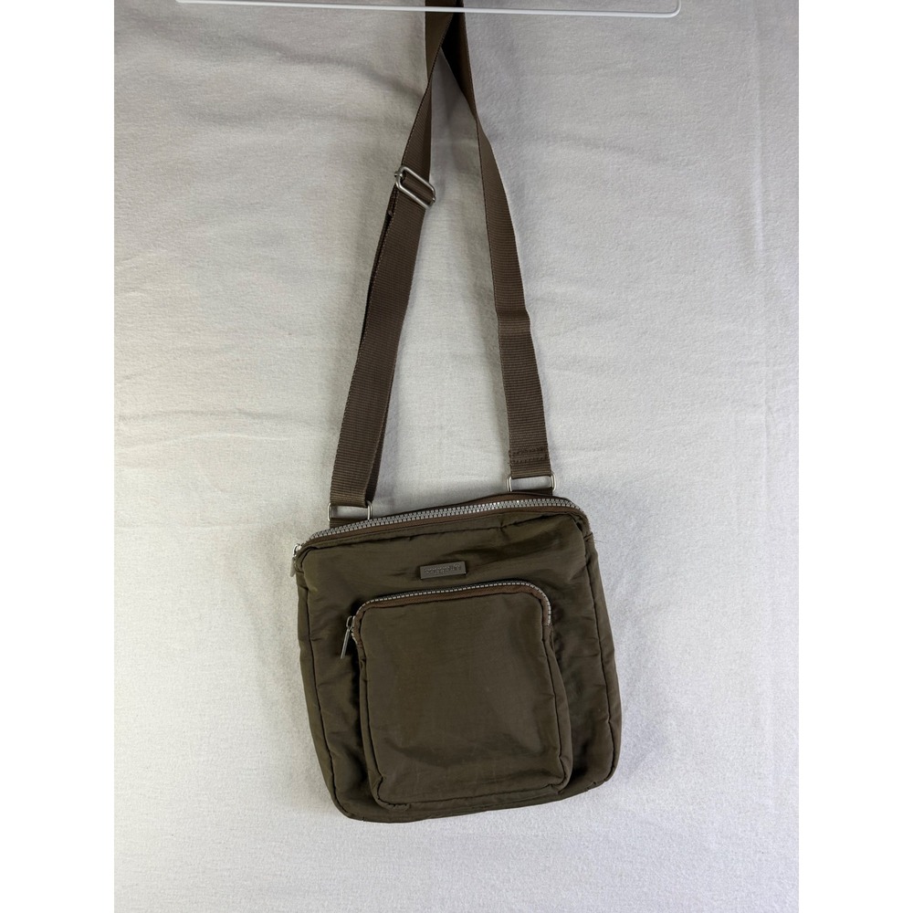Baggallini Brown Nylon Crossbody Bag Small Travel Purse Blue Lining